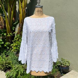 NWT Soft Surroundings White Flower Blouse XL